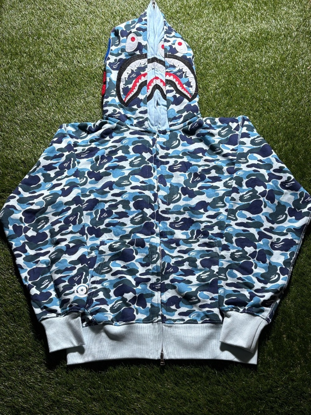 A Bathing Ape BAPE ABC Camo Shark Full Zip Blue Camouflage Size M